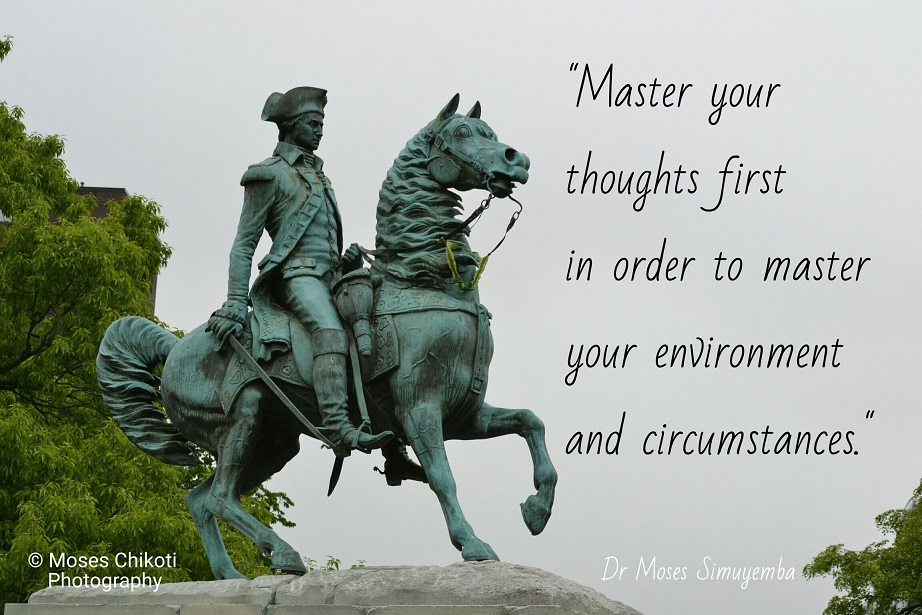 words of motivation. Dr Moses Simuyemba. George Washington Statue. Washington DC.
